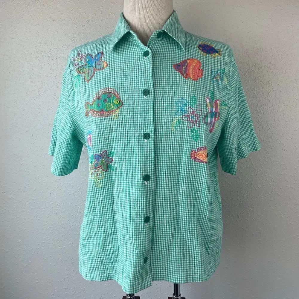 Koret Francisca Short Sleeve Button Down Shirt Size S EUC